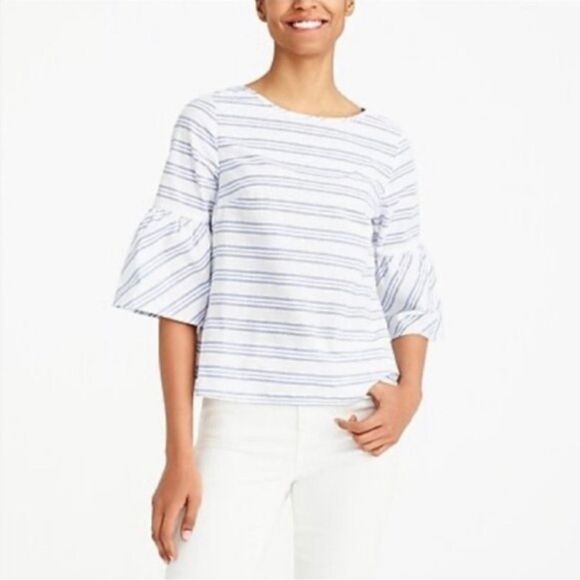 J. Crew Striped Bell Sleeve Top - Picture 1 of 7